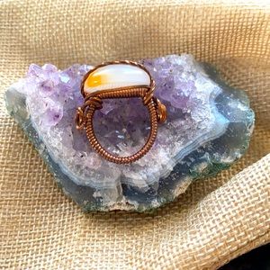 Wire Wrapped Round Cabochon Stone 😍 Size 6.85-7